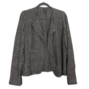 Eileen Fisher Linen Blend Open Front Jacket Lagenlook Womens Size Medium M
